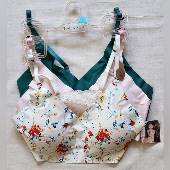 Thalia Sodi 3pc Laser Cut Tech Sealed Removable Pads Pull On No Show Edge Bras - Picture 1 of 7